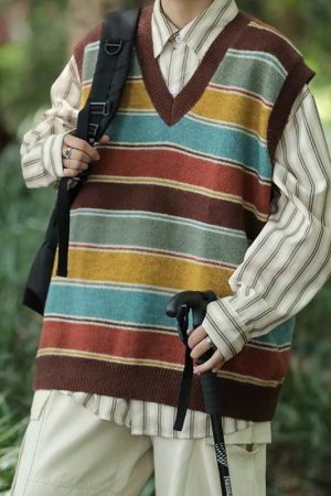 Vintage Striped Sweater Vest