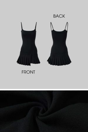 WARDEN EDGE Asym Pleated Rib Knit Mini Dress