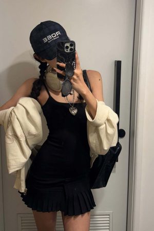 WARDEN EDGE Asym Pleated Rib Knit Mini Dress