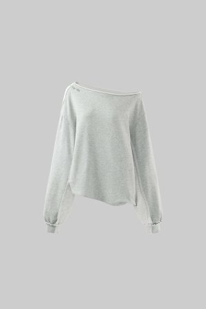 WARDEN EDGE Asymmetric Cut Raw Edge Sweatshirt