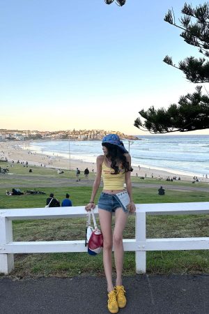 WARDEN EDGE Asymmetric Denim Shorts with Patch Print Detail