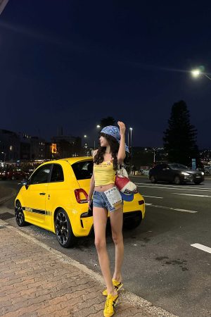 WARDEN EDGE Asymmetric Denim Shorts with Patch Print Detail