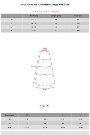 WARDEN EDGE Asymmetric Drape Midi Skirt