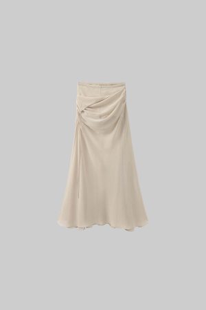 WARDEN EDGE Asymmetric Drape Midi Skirt