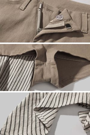 WARDEN EDGE Asymmetric Layered Shorts with Striped Draped Panel