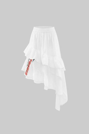 WARDEN EDGE Asymmetric Layered Skirt with Ruffle Detail