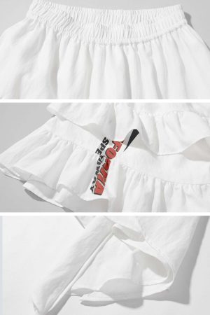 WARDEN EDGE Asymmetric Layered Skirt with Ruffle Detail