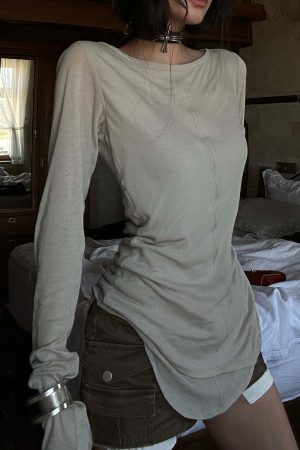 WARDEN EDGE Asymmetric Long Sleeve T-Shirt with Raw Edge Details