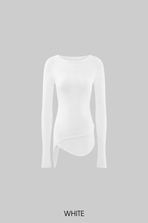 WARDEN EDGE Asymmetric Long Sleeve T-Shirt with Raw Edge Details
