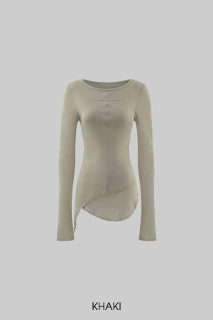 WARDEN EDGE Asymmetric Long Sleeve T-Shirt with Raw Edge Details