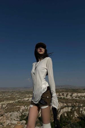 WARDEN EDGE Asymmetric Long Sleeve T-Shirt with Raw Edge Details