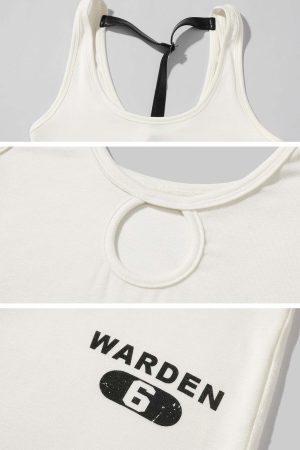 WARDEN EDGE Asymmetric Tank Top with Back Strap