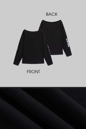 WARDEN EDGE Asymmetrical Off-Shoulder Long Sleeve Top