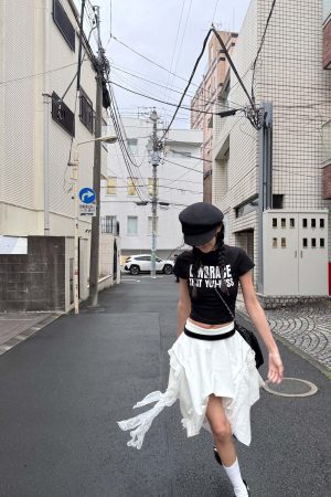 WARDEN EDGE Asymmetrical Skirt with Lace Streamers