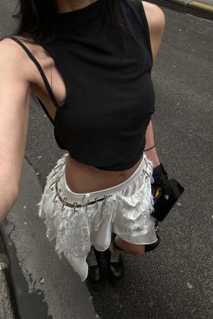 WARDEN EDGE Asymmetrical Strap Cropped Tank Top