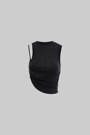WARDEN EDGE Asymmetrical Strap Cropped Tank Top
