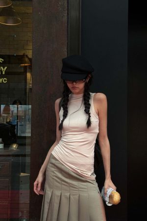 WARDEN EDGE Asymmetrical vest with skirt & pleated skirt set