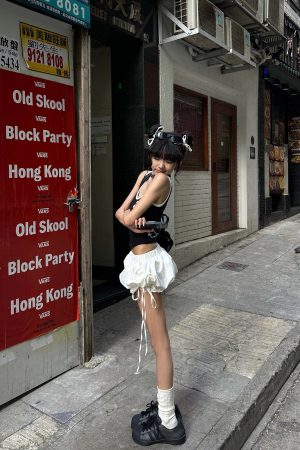 WARDEN EDGE Balloon Shorts with Lace Insets and Adjustable Drawcords