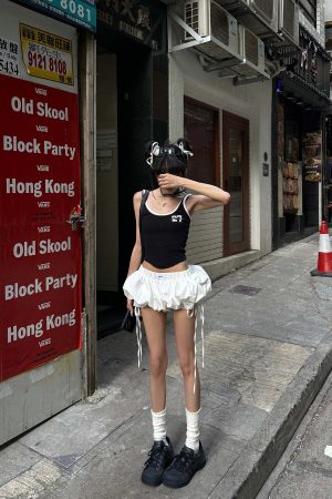 WARDEN EDGE Balloon Shorts with Lace Insets and Adjustable Drawcords