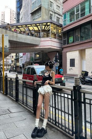 WARDEN EDGE Balloon Shorts with Lace Insets and Adjustable Drawcords