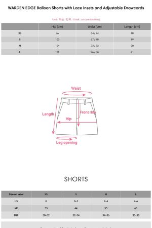 WARDEN EDGE Balloon Shorts with Lace Insets and Adjustable Drawcords