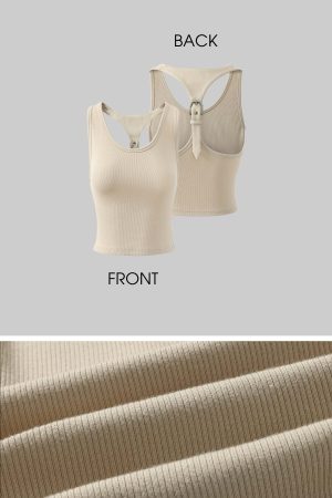 WARDEN EDGE Beige Ribbed Buckle Tank Top