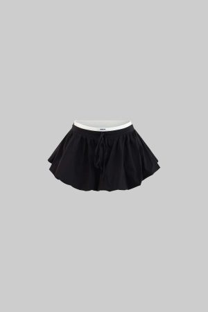 WARDEN EDGE Black Flower Bud Mini Skirt
