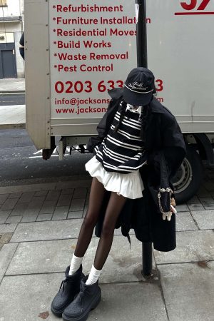 WARDEN EDGE Black Striped Polo Knit T-Shirt