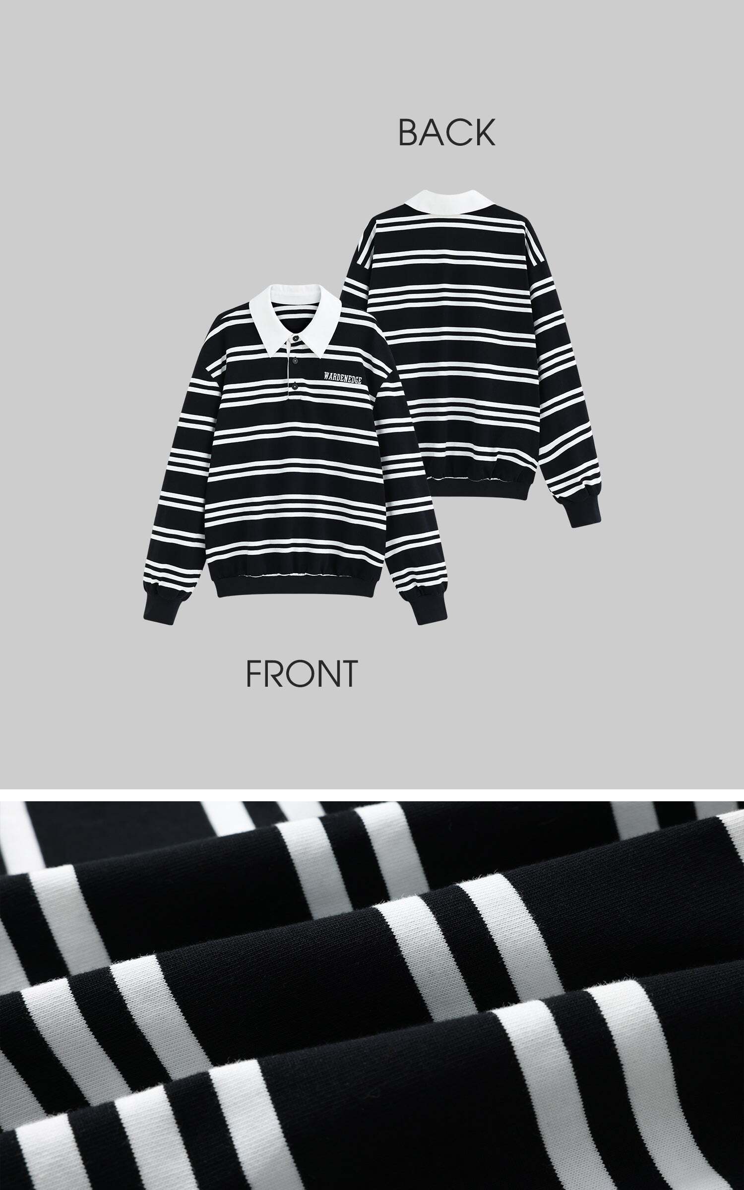 WARDEN EDGE Black Striped Polo Knit T-Shirt WARDEN EDGE Black Striped Polo Knit T-Shirt