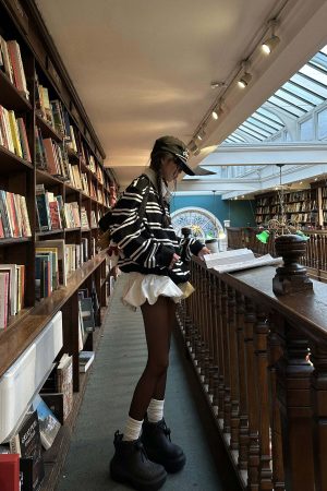 WARDEN EDGE Black Striped Polo Knit T-Shirt