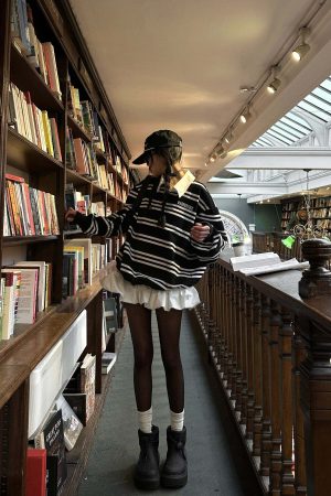 WARDEN EDGE Black Striped Polo Knit T-Shirt