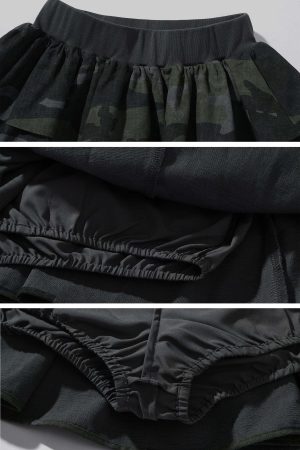WARDEN EDGE Camo Layered Mini Skirt with Built-in Shorts
