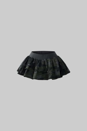 WARDEN EDGE Camo Layered Mini Skirt with Built-in Shorts