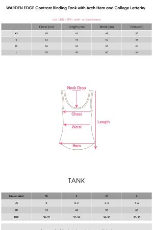 WARDEN EDGE Contrast Binding Tank with Arch Hem and College Lettering
