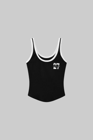 WARDEN EDGE Contrast Binding Tank with Arch Hem and College Lettering