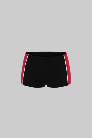 WARDEN EDGE Contrast Trim Fitted Shorts – Red and Black Sporty Micro Bottoms