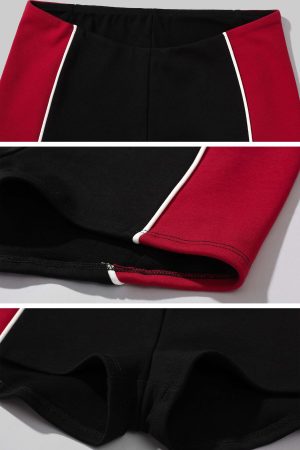 WARDEN EDGE Contrast Trim Fitted Shorts – Red and Black Sporty Micro Bottoms