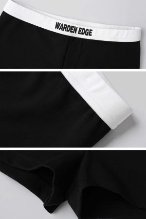 WARDEN EDGE Contrast Waistband Fitted Mini Shorts for Streetwear Layering