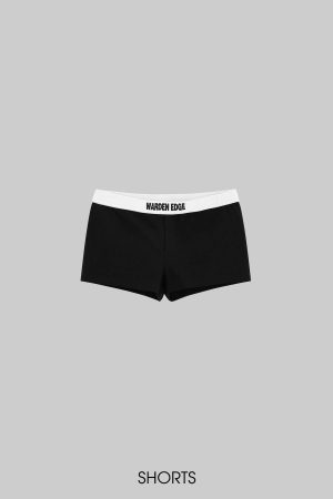 WARDEN EDGE Contrast Waistband Fitted Mini Shorts for Streetwear Layering