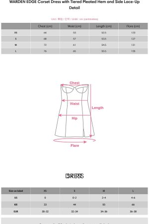 WARDEN EDGE Corset Dress with Tiered Pleated Hem and Side Lace-Up Detail