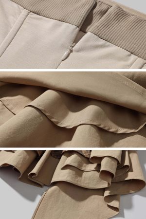 WARDEN EDGE Corset Mini Dress with Plaid Layers