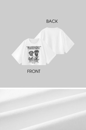 WARDEN EDGE Cropped Dog Graphic Tee with Vintage Street Edge