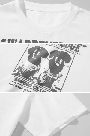 WARDEN EDGE Cropped Dog Graphic Tee with Vintage Street Edge