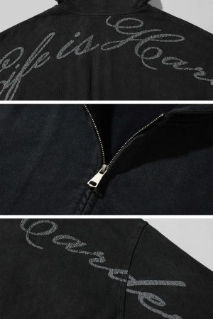 WARDEN EDGE Cropped Hoodie Minimal Streetwear Pullover with Graphic Back Print