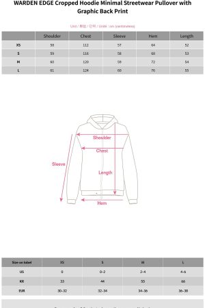 WARDEN EDGE Cropped Hoodie Minimal Streetwear Pullover with Graphic Back Print