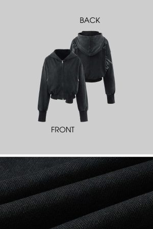 WARDEN EDGE Cropped Hoodie Minimal Streetwear Pullover with Graphic Back Print