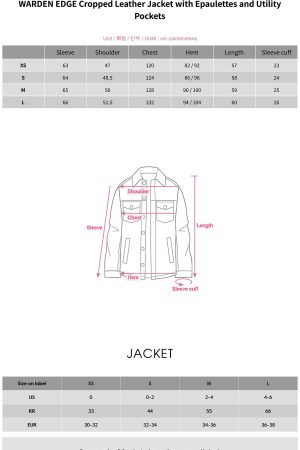 WARDEN EDGE Cropped Leather Jacket with Epaulettes and Utility Pockets