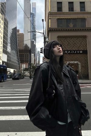 WARDEN EDGE Cropped Leather Jacket with Epaulettes and Utility Pockets