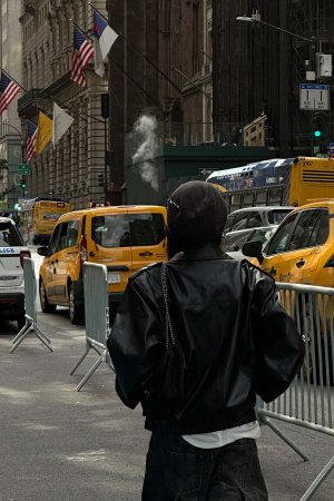 WARDEN EDGE Cropped Leather Jacket with Epaulettes and Utility Pockets