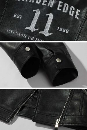 WARDEN EDGE Cropped Leather Jacket with Zipper Detail